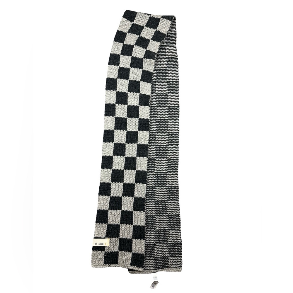 NEW GAP Black Gray Checkered Knit Scarf Cotton Wool Blend Soft Warm Winter